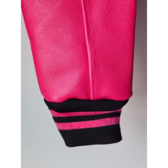 Ramp Varsity Women's Crop Jacket Hot Pink Preppy Academia Barbie Y2K Sz S A0075 - Picture 5 of 6